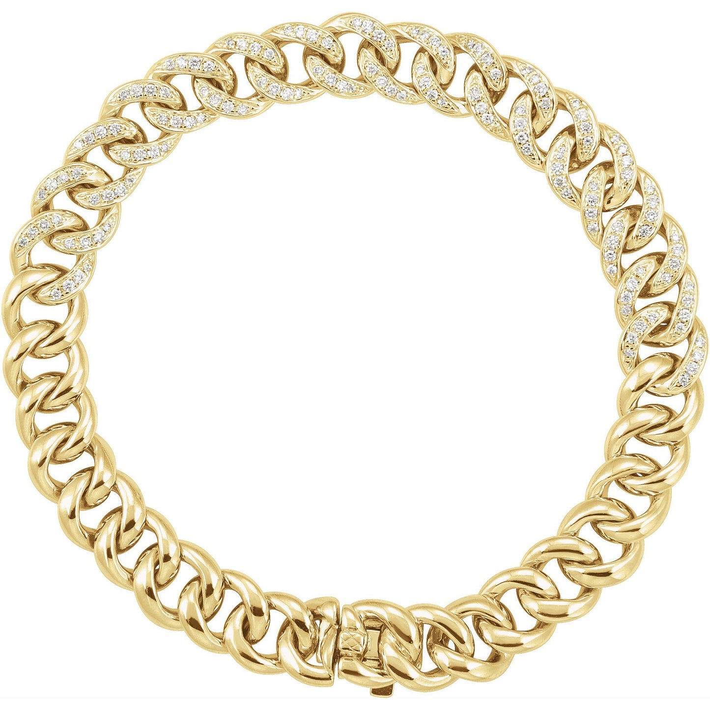 14K Yellow 3/4 CTW Diamond Curb 7 Bracelet