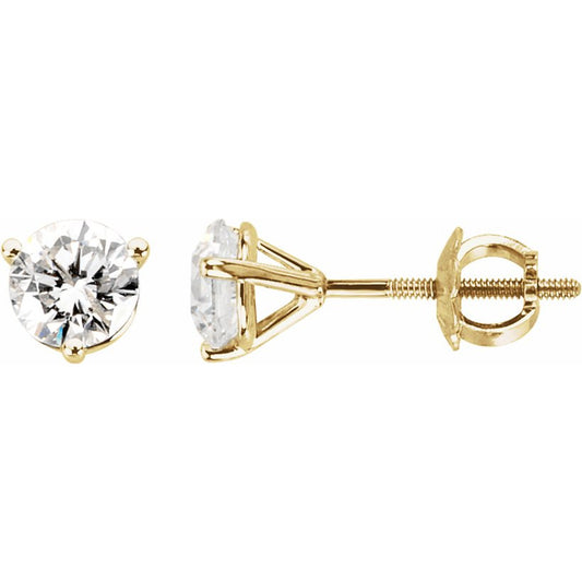 14K Yellow 1 CTW Diamond Earrings