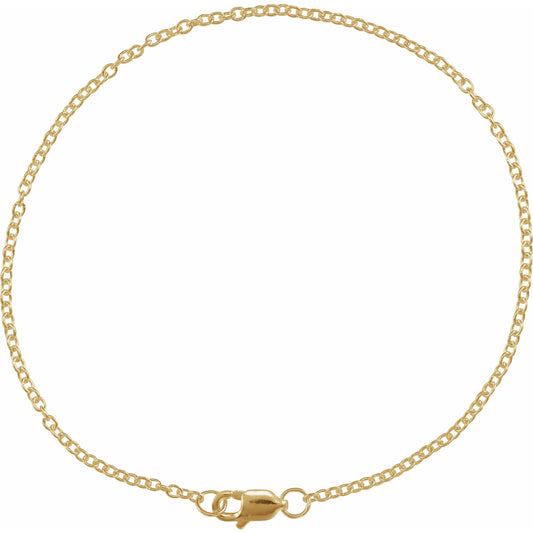 14K Yellow 1.5 mm Solid Cable Chain 7 Bracelet