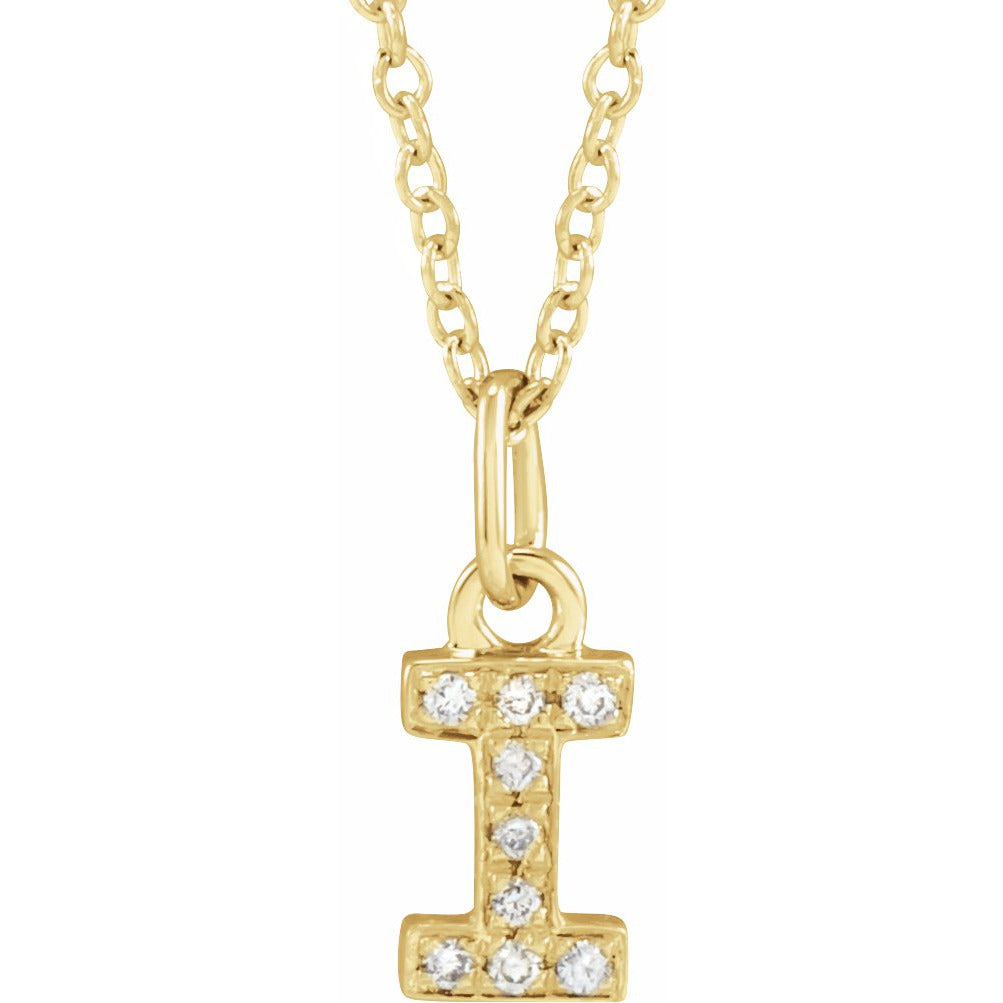14K Yellow .03 CTW Diamond Petite Initial I 16-18 Necklace
