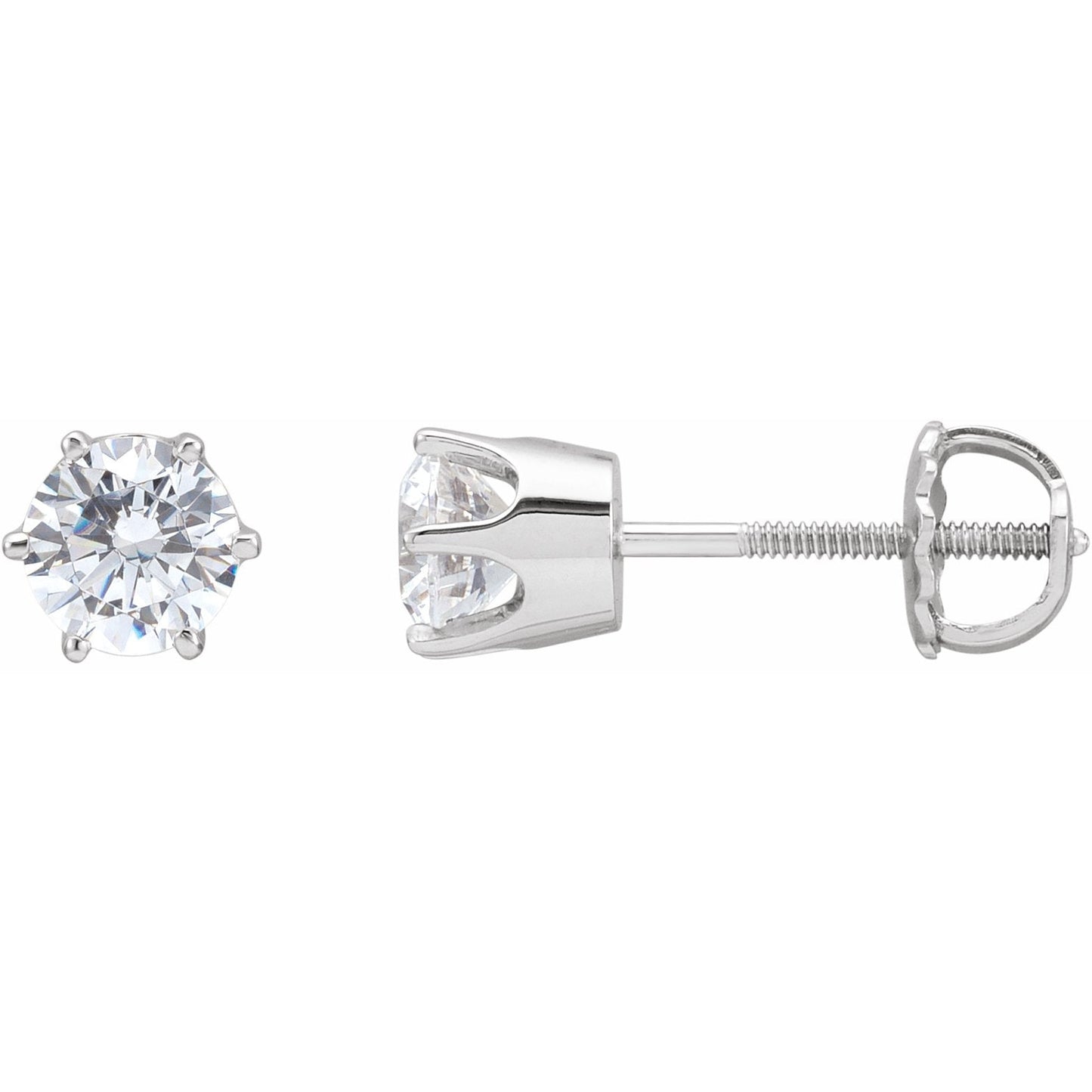 14K White 5.25 mm Round Cubic Zirconia Stud Earrings