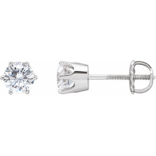 14K White 5.25 mm Round Cubic Zirconia Stud Earrings