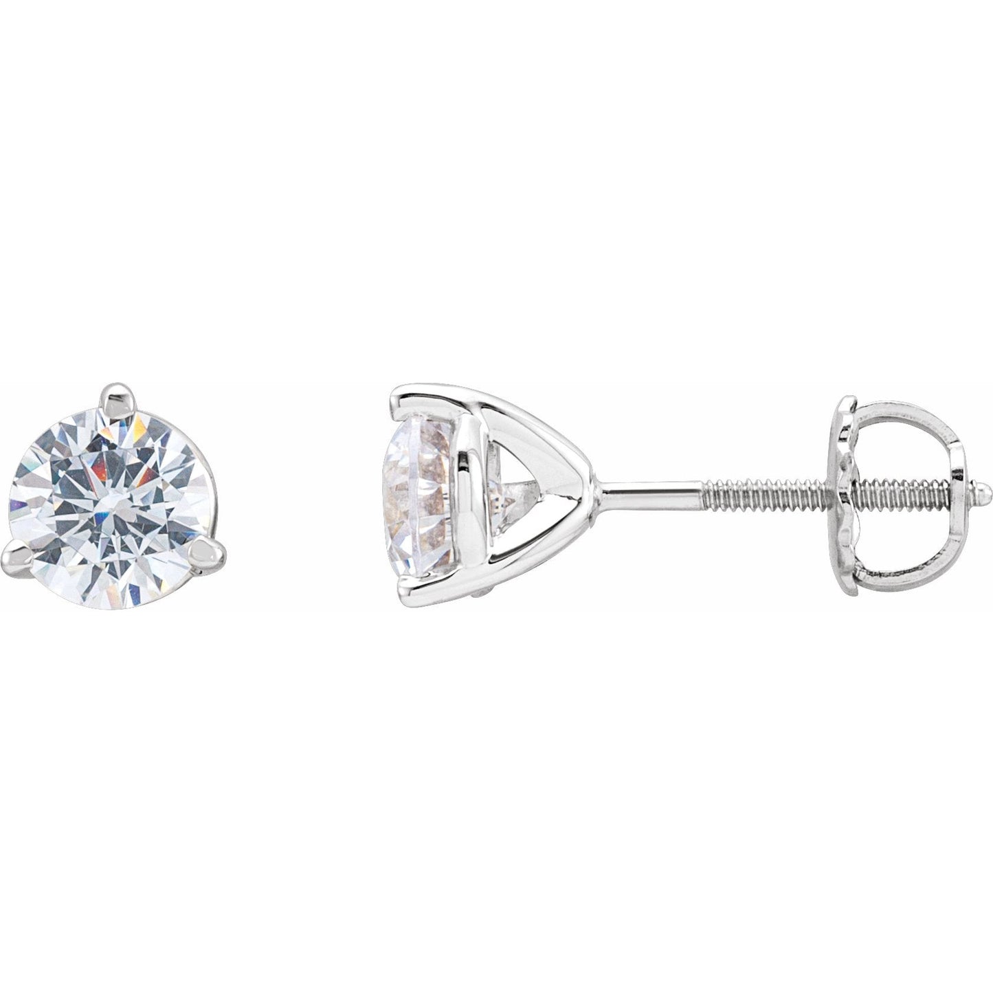 14K White 5.75 mm Cubic Zirconia Round 3-Prong Stud Earrings