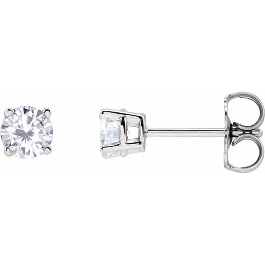 14K White 4 mm Round Lab-Created Moissaniteu2122 Earrings