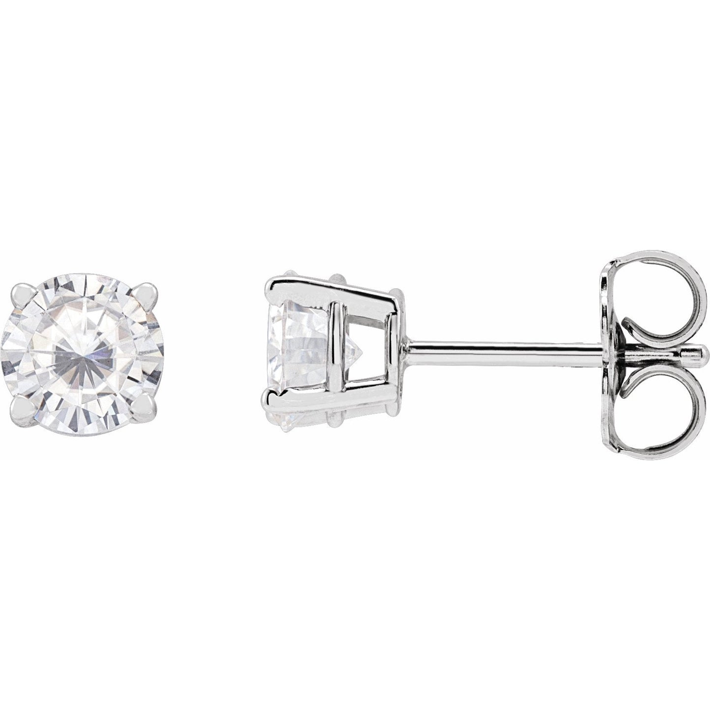 14K White 5 mm Round Lab-Created Moissaniteu2122 Earrings