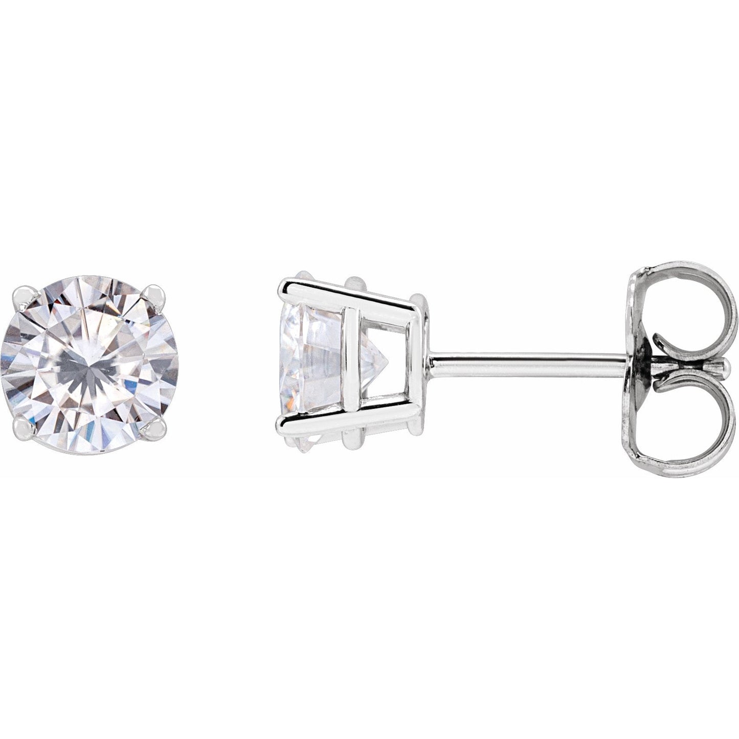 14K White 5.5 mm Round Lab-Created Moissaniteu2122 Earrings