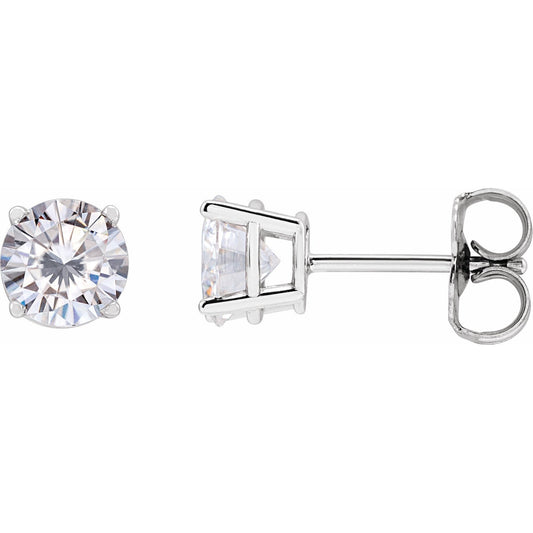 14K White 5.5 mm Round Lab-Created Moissaniteu2122 Earrings