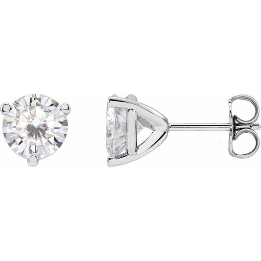 14K White 6.5 mm Round Lab-Created Moissaniteu2122 Earrings