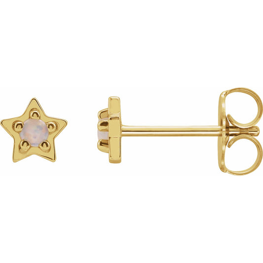 14K Yellow Opal Star Earrings