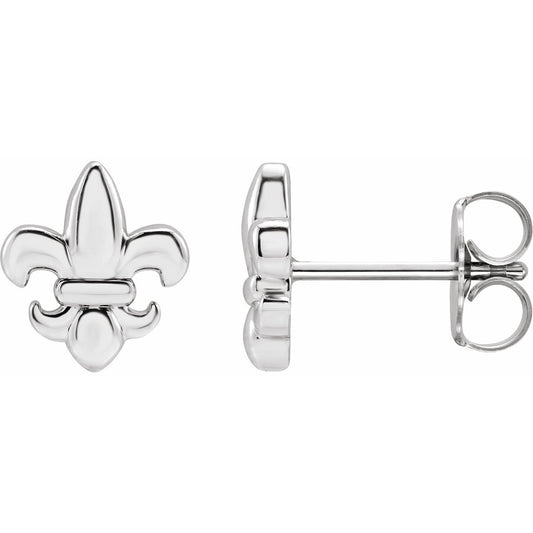 14K White Fleur-de-Lis Earrings