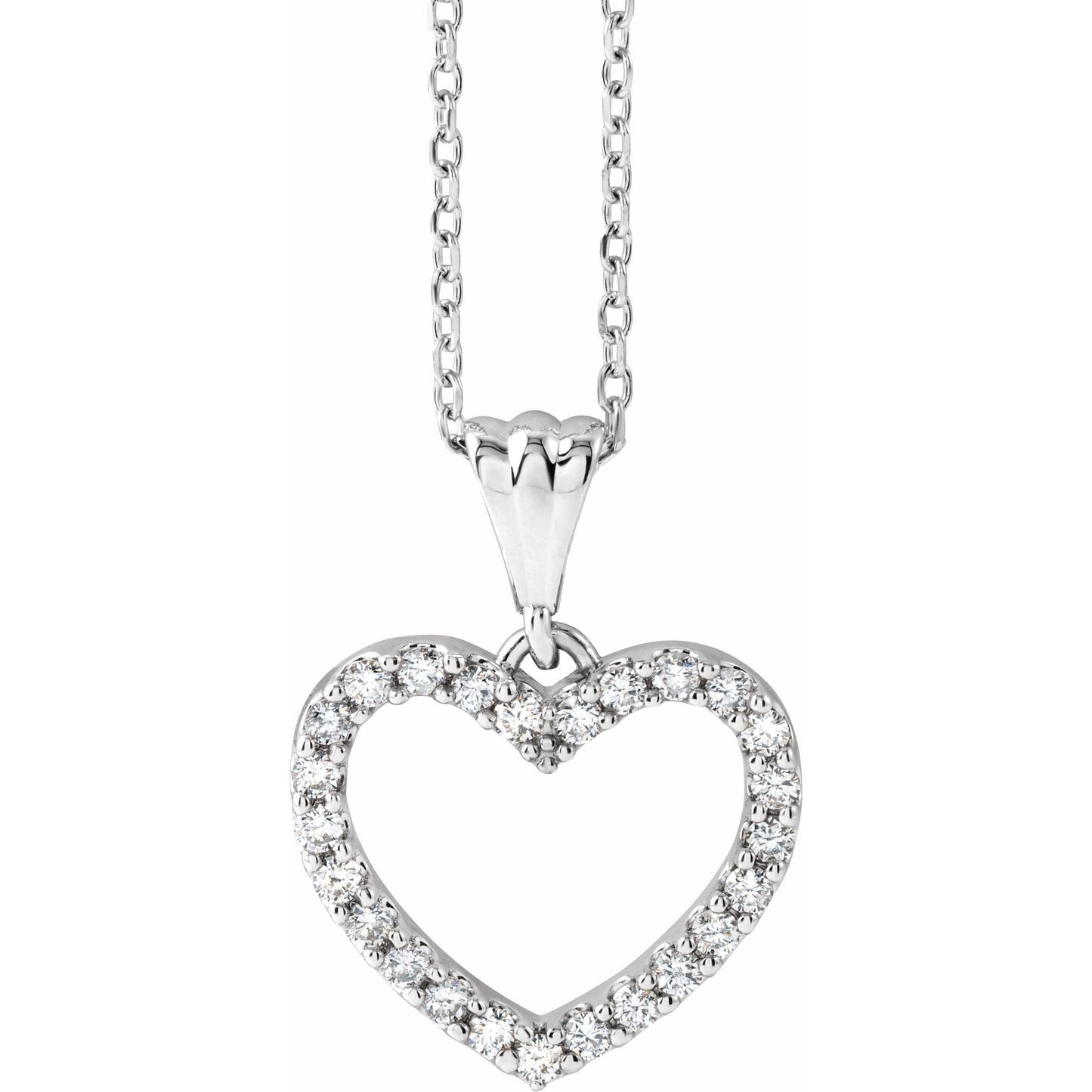 14K White 1/4 CTW Diamond Heart 18 Necklace