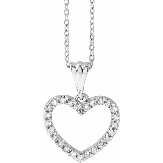 14K White 1/4 CTW Diamond Heart 18 Necklace