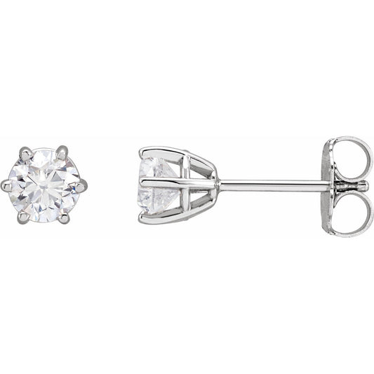 14K White 4.5 mm I3 3/4 CTW Diamond 6-Prong Wire Basket Earrings