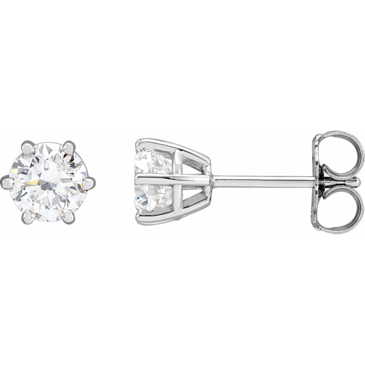 14K White 5 mm I1 1 CTW Diamond 6-Prong Wire Basket Earrings