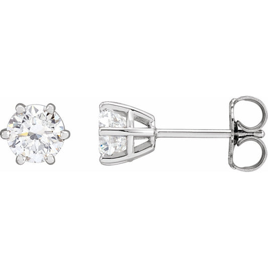 14K White 5 mm I1 1 CTW Diamond 6-Prong Wire Basket Earrings