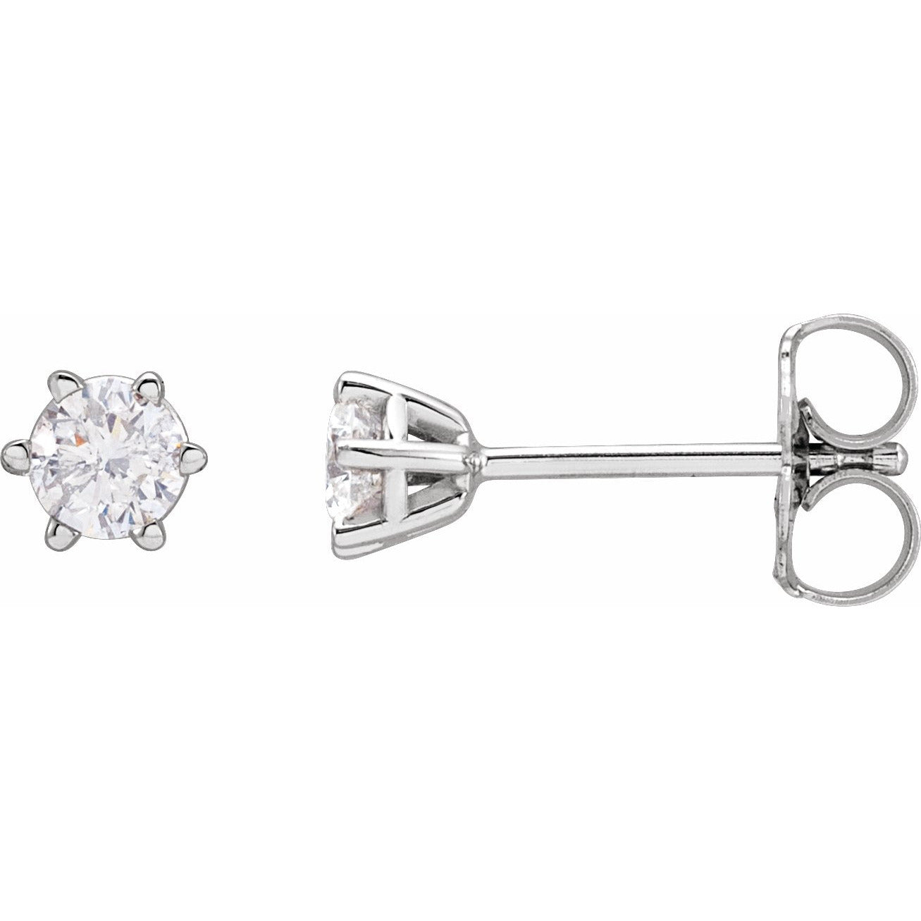 14K White 3.4 mm I2 1/3 CTW Diamond 6-Prong Wire Basket Earrings