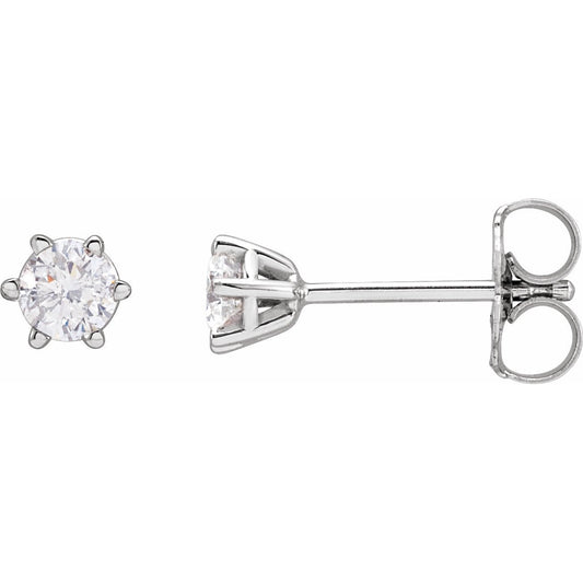 14K White 3.4 mm I2 1/3 CTW Diamond 6-Prong Wire Basket Earrings