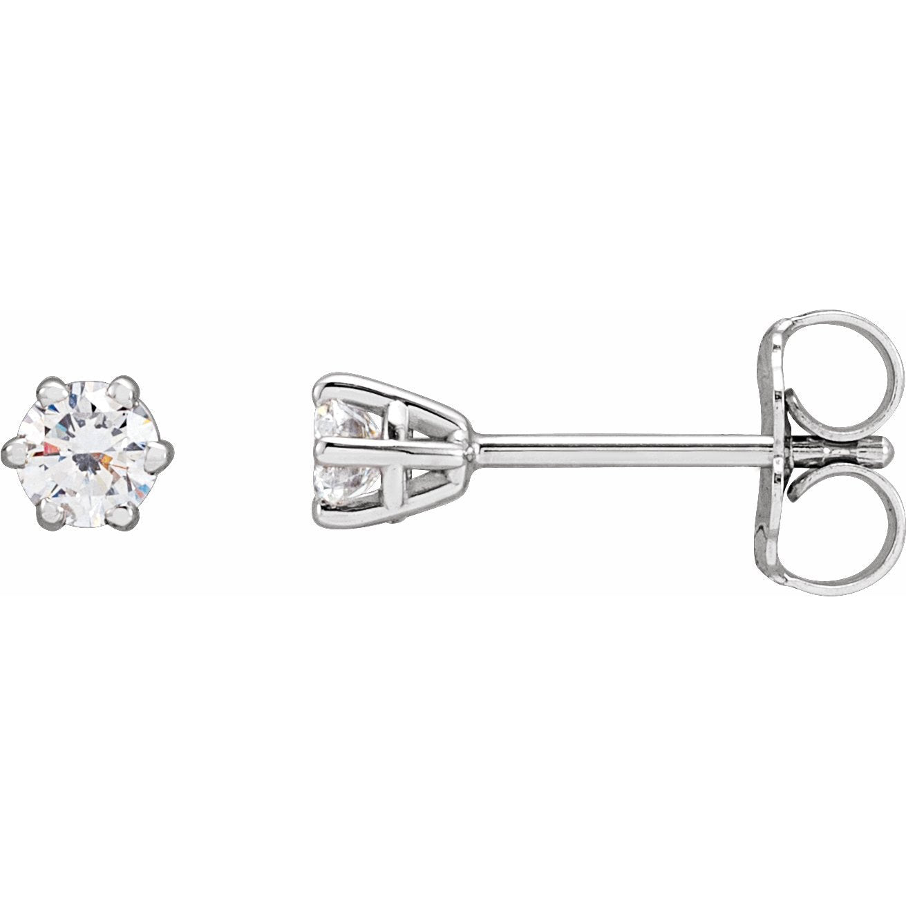 14K White 3.2 mm SI2-SI3 1/4 CTW Diamond 6-Prong Wire Basket Earrings