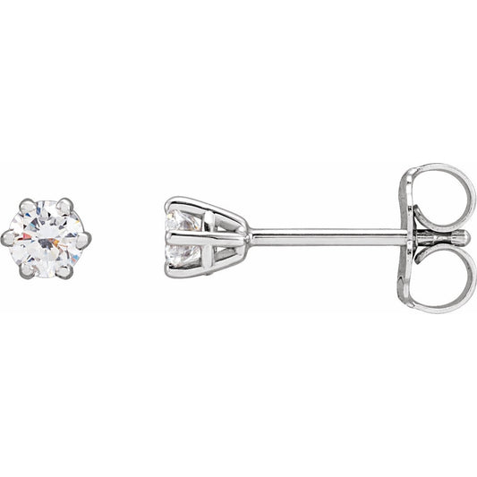 14K White 3.2 mm SI2-SI3 1/4 CTW Diamond 6-Prong Wire Basket Earrings