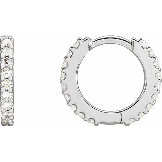 14K White 1/3 CTW Diamond 12.6 mm Huggies