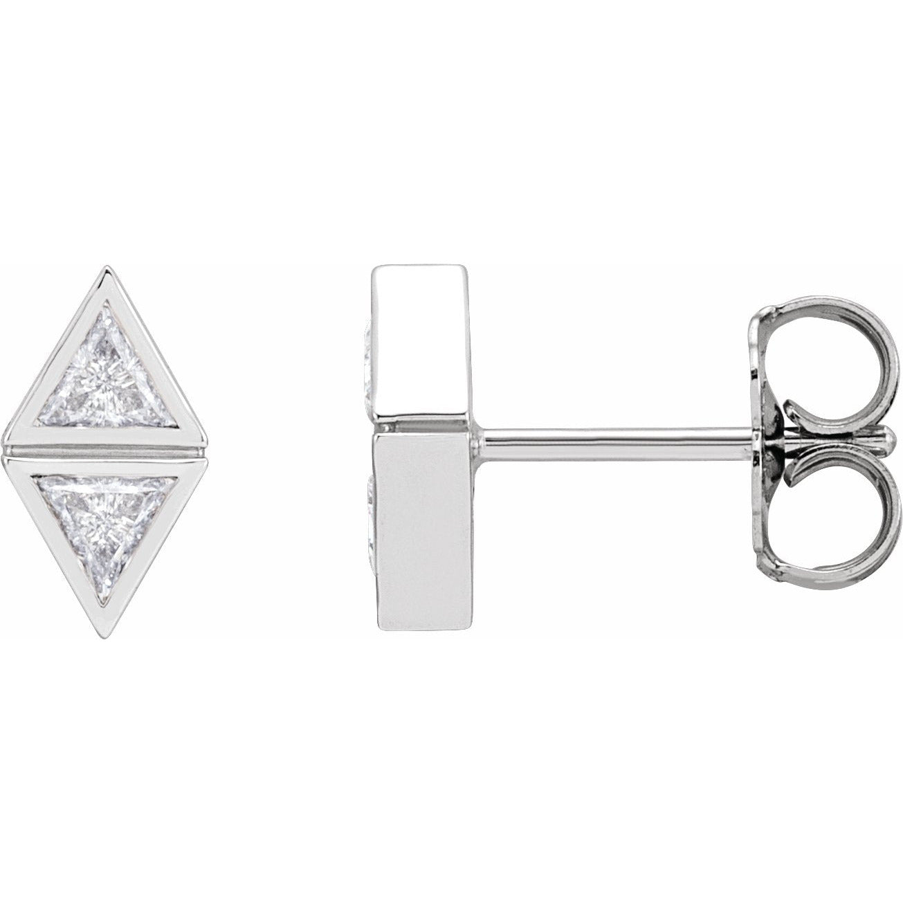 14K White 1/4 CTW Diamond Two-Stone Bezel-Set Earrings