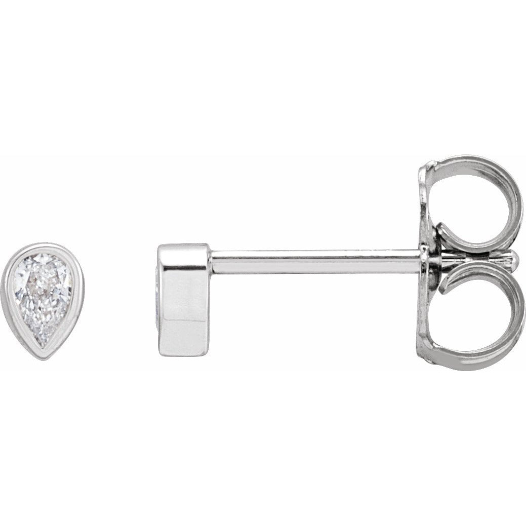 14K White .05 CT Diamond Micro Bezel-Set Single Earring