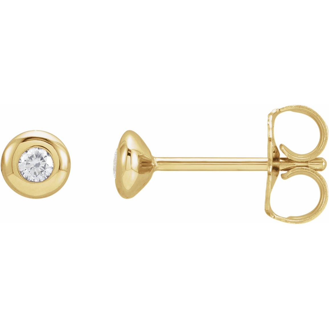 14K Yellow .06 CTW Diamond Domed Bezel-Set Earrings