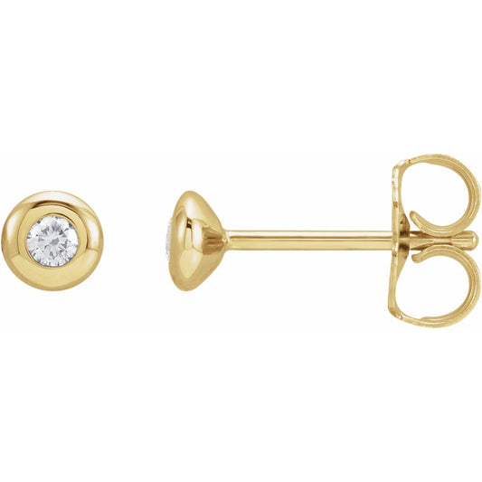 14K Yellow .06 CTW Diamond Domed Bezel-Set Earrings