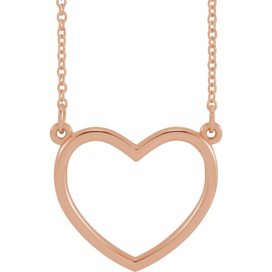 14K Rose 17x15.8 mm Heart 16 Necklace