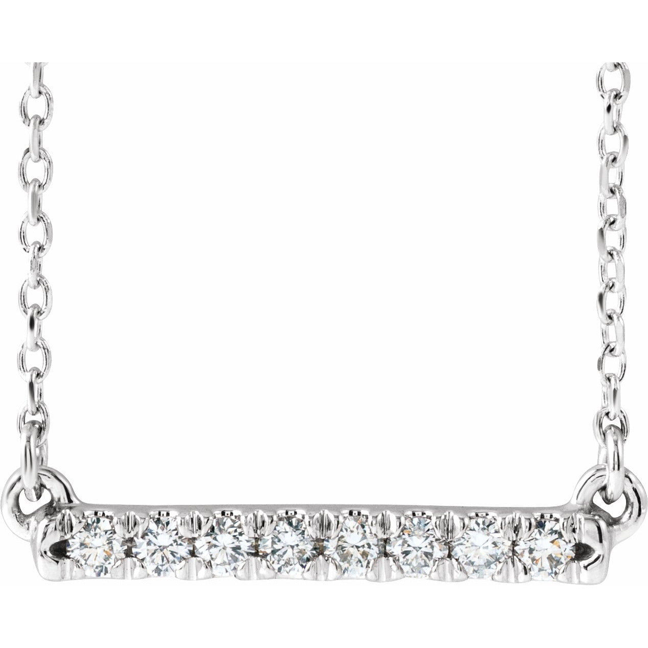 14K White 1/8 CTW Diamond French-Set Bar 18 Necklace