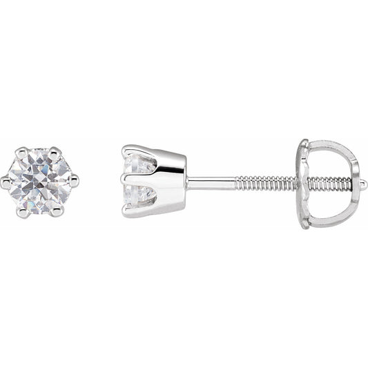 14K White 4 mm Round Cubic Zirconia Earrings