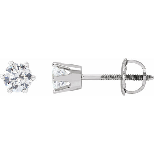 14K White 4.4 mm Round Cubic Zirconia Earrings