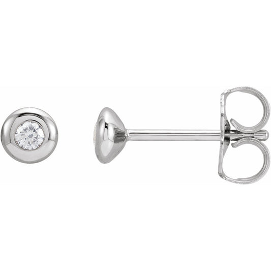 14K White .06 CTW Diamond Domed Bezel-Set Earrings