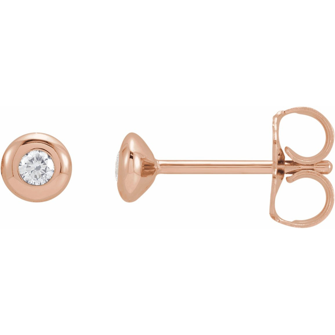 14K Rose .06 CTW Diamond Domed Bezel-Set Earrings