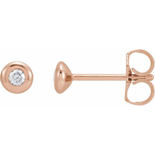 14K Rose .06 CTW Diamond Domed Bezel-Set Earrings