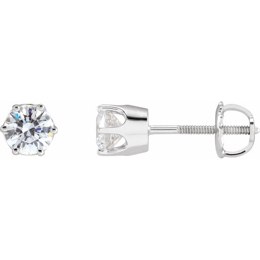 14K White 5 mm Round Cubic Zirconia Earrings