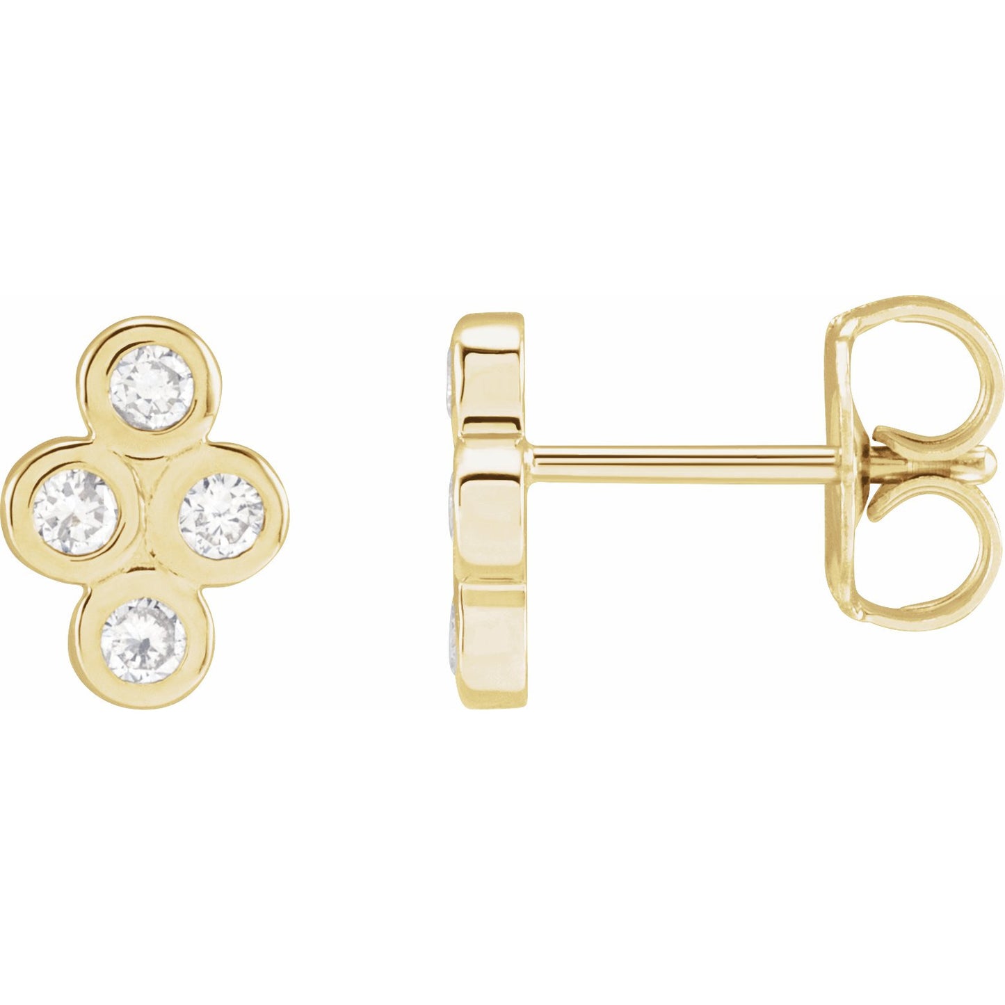 14K Yellow 1/4 CTW Diamond Bezel-Set Cluster Earrings