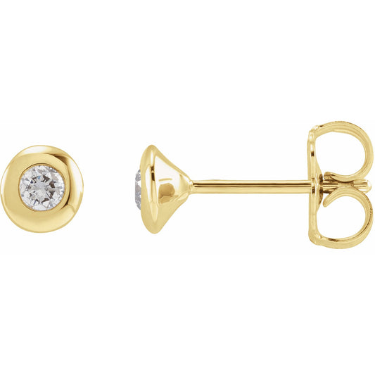 14K Yellow 1/8 CTW Diamond Domed Bezel-Set Earrings