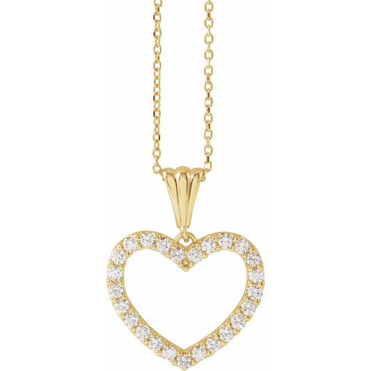 14K Yellow 1/2 CTW Diamond Heart 18 Necklace