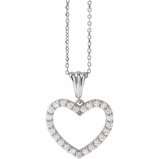 14K White 1/2 CTW Diamond Heart 18 Necklace
