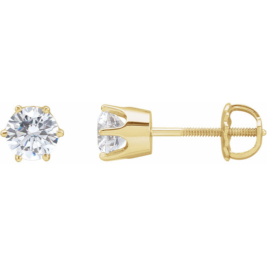 14K Yellow 5.25 mm Round Cubic Zirconia Stud Earrings