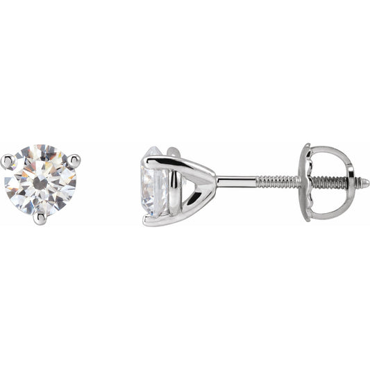 14K White 5.25 mm Cubic Zirconia Round 3-Prong Stud Earrings