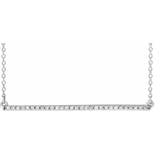 14K White 1/6 CTW Diamond Bar 16-18 Necklace