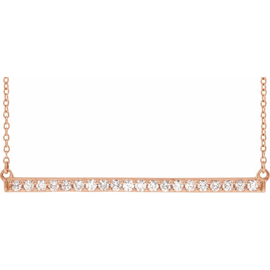 14K Rose 1/2 CTW Diamond Bar 16-18 Necklace