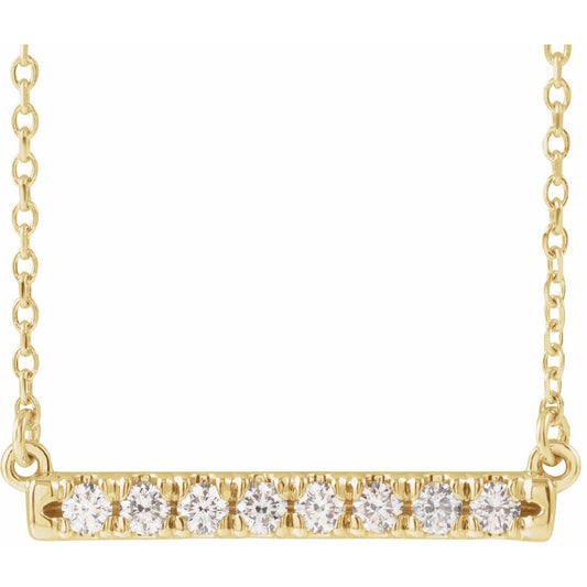 14K Yellow 1/4 CTW Diamond French-Set Bar 18 Necklace