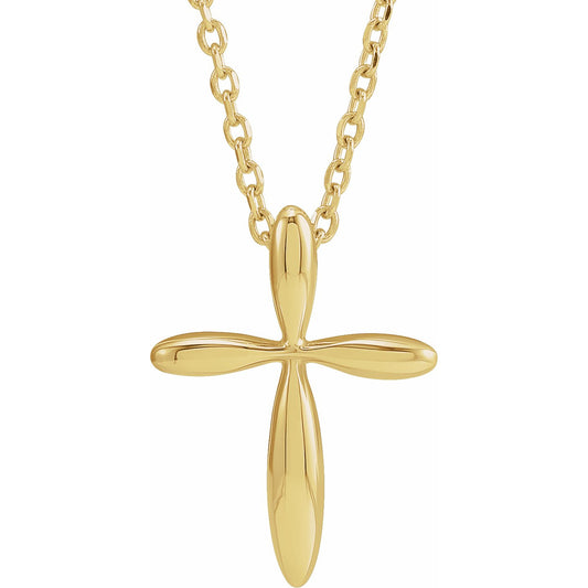14K Yellow 14.65x11.2 mm Cross 16-18 Necklace