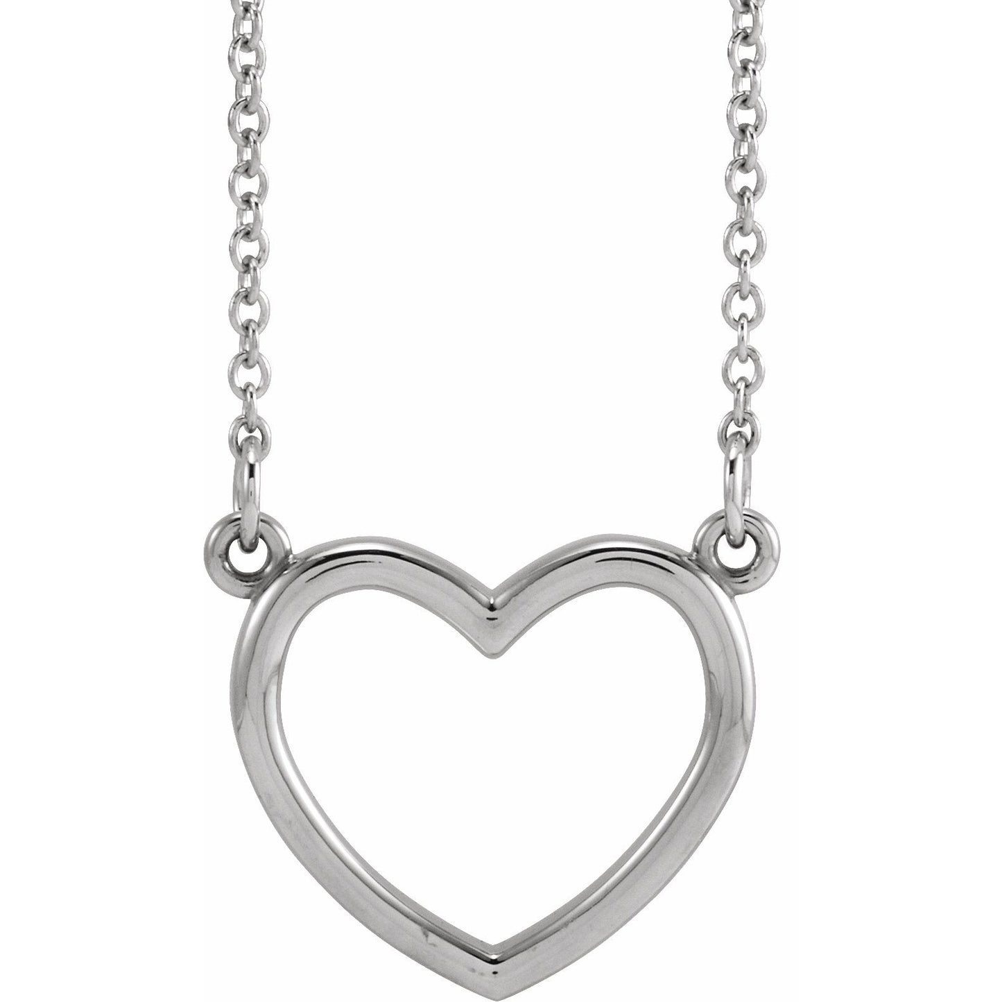 14K White 13.8x13 mm Heart 16 Necklace