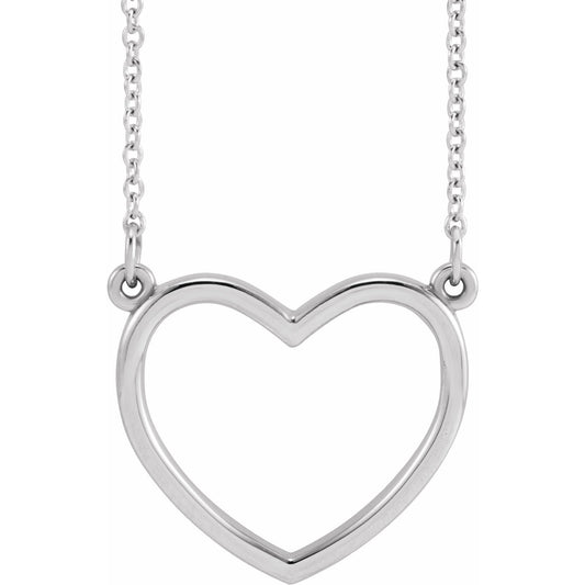 14K White 17x15.8 mm Heart 16 Necklace