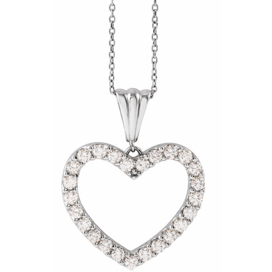 14K White 1 CTW Diamond Heart 18 Necklace