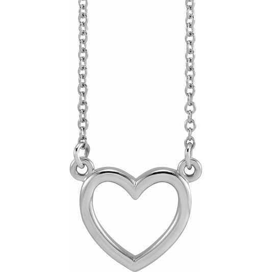14K White 10.8x10 mm Heart 16 Necklace